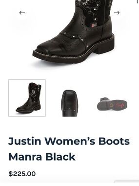 Justin Boots Women's Black Western Embroidered Pull-On Boots